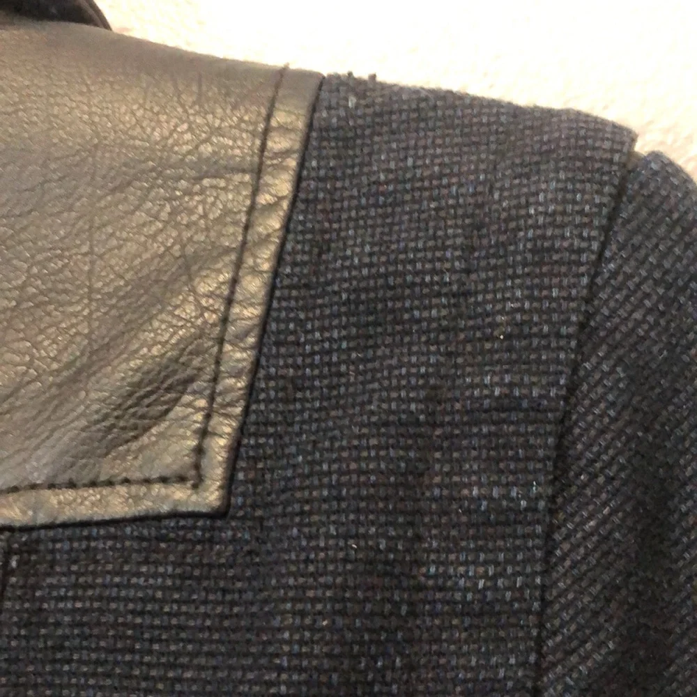 Blank NYC blue black canvas faux leather jacket Women's M biker motorcycle punk - Picture 15 of 16